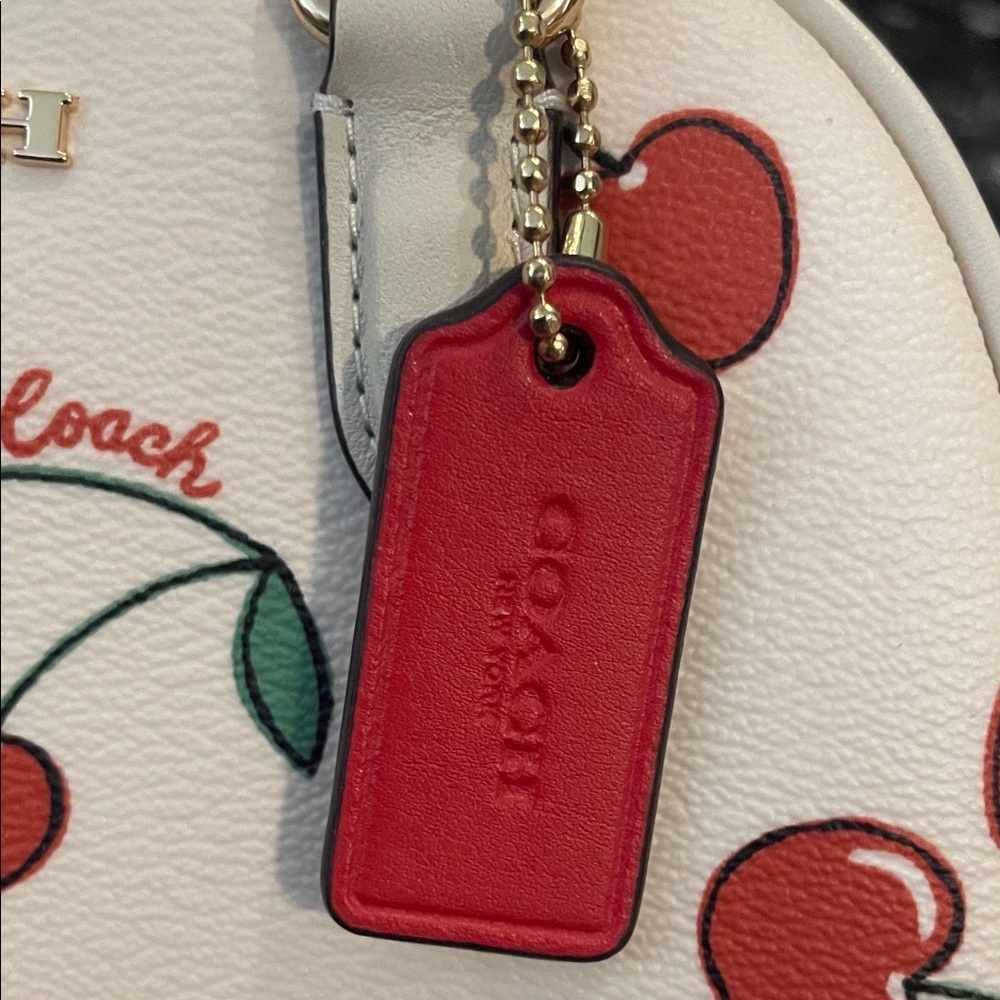 Coach Cream Cherry Print Mini Bag - Picture 3 of 12